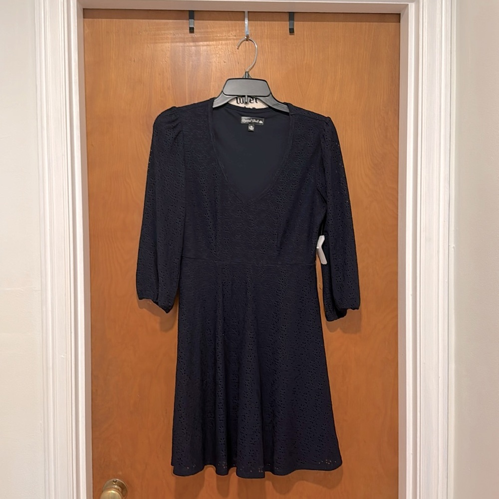 Navy Eyelet Dress